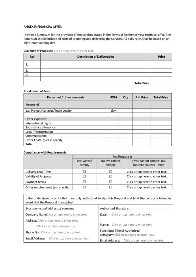 ANNEX 5 FINANCIAL OFFER MaB Reserve Tara River Basin RFP 03-26 GEF 7