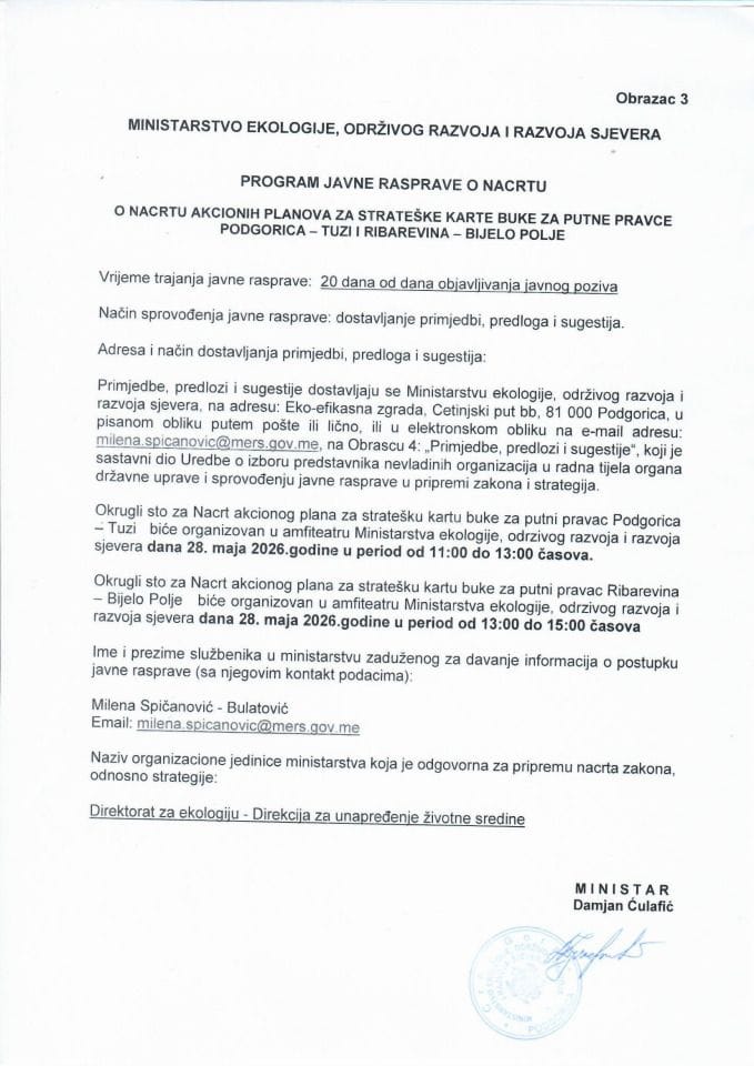 2. Obrazac 3 Program javne rasprave