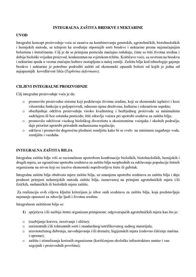 Integralna zaštita breskve i nektarine