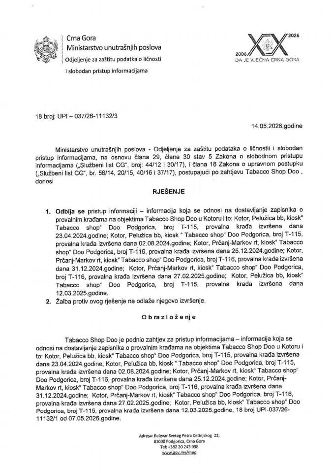 rješenje br. 18-UPI-037/26-11132/3