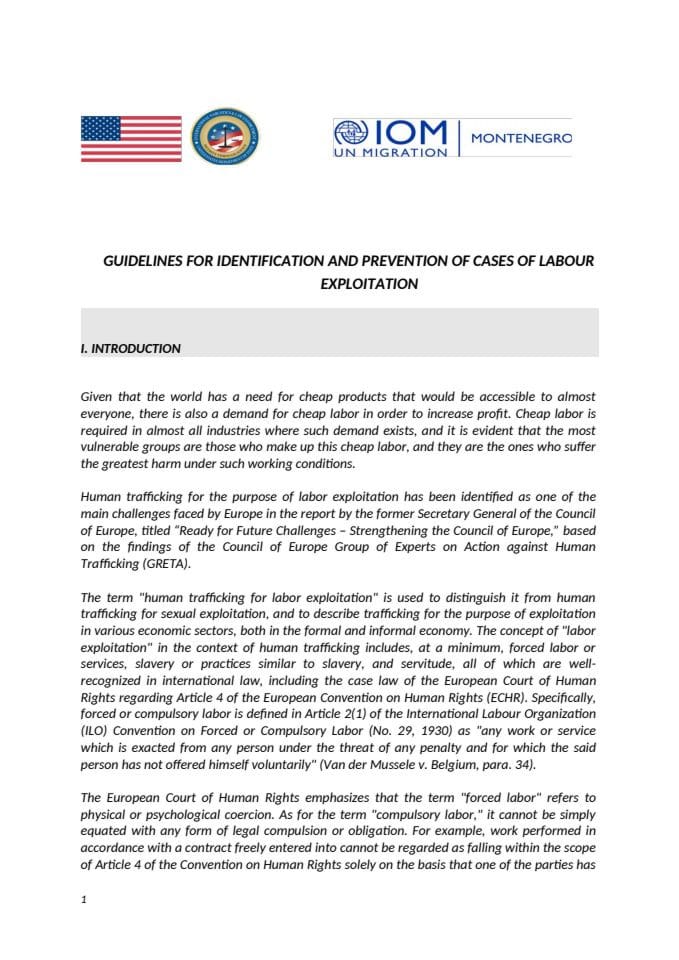 GUIDELINES FOR IDENTIFICATION AND PREVENTION OF CASES OF LABOUR EXPLOITATION eng
