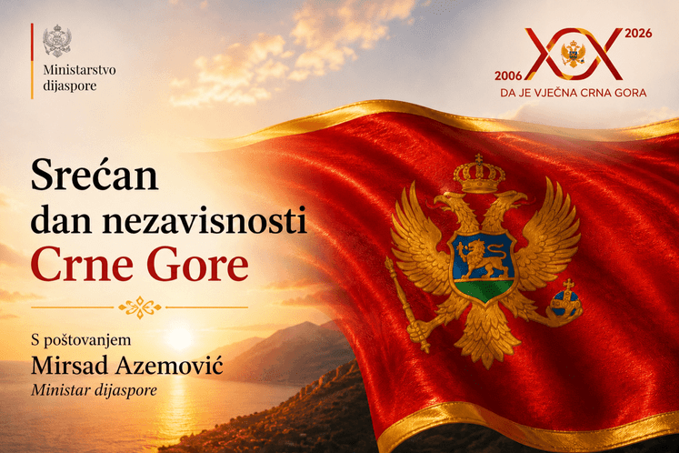 Čestitka ministra dijaspore Azemovića povodom Dana nezavisnosti Crne Gore