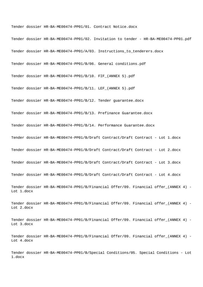 Tender dossier HR-BA-ME00474-PP01