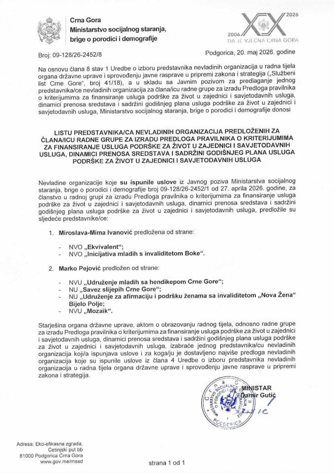 Lista predstavnika NVO - PDF