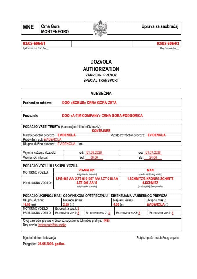 BOBUS 03-02-6064-jun-mjesečna