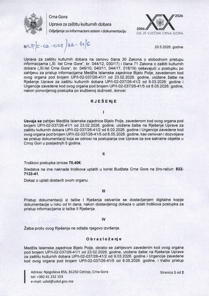 SPI Rješenje UP-I-02-037-26-41-6 od 20.05.2026.