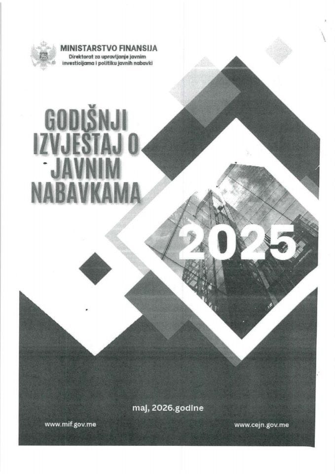Godišnji izvještaj o javnim nabavkama u Crnoj Gori za 2025. godinu