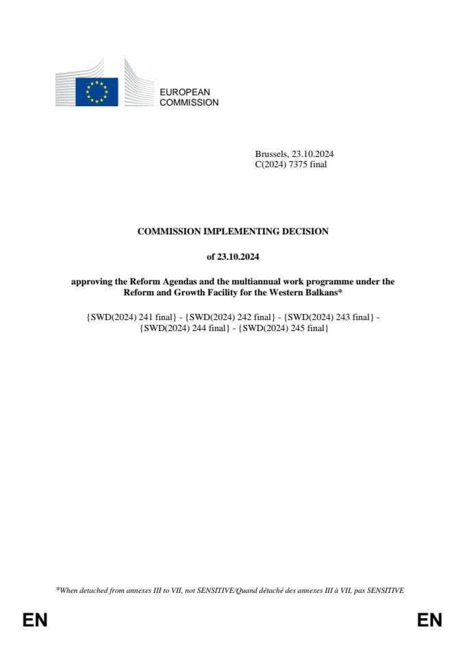 Commission Implementing Decision approving the Reform agendas