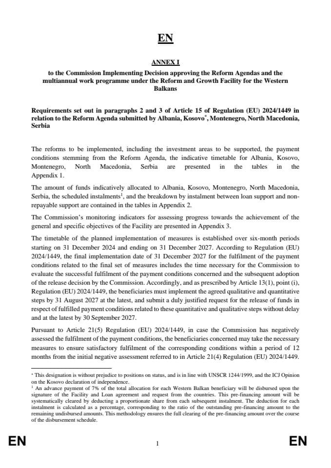 Annex 1 to Commission Implementing Decision
