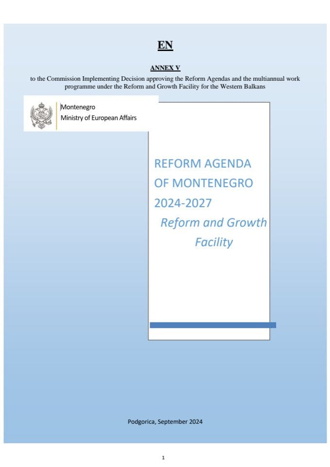 Reform agenda Montenegro