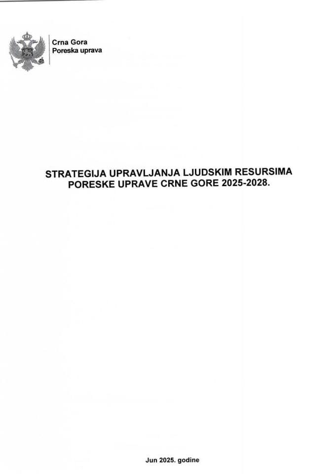 Strategija upravljanja ljudskim resursima Poreske uprave 2025-2028.godine