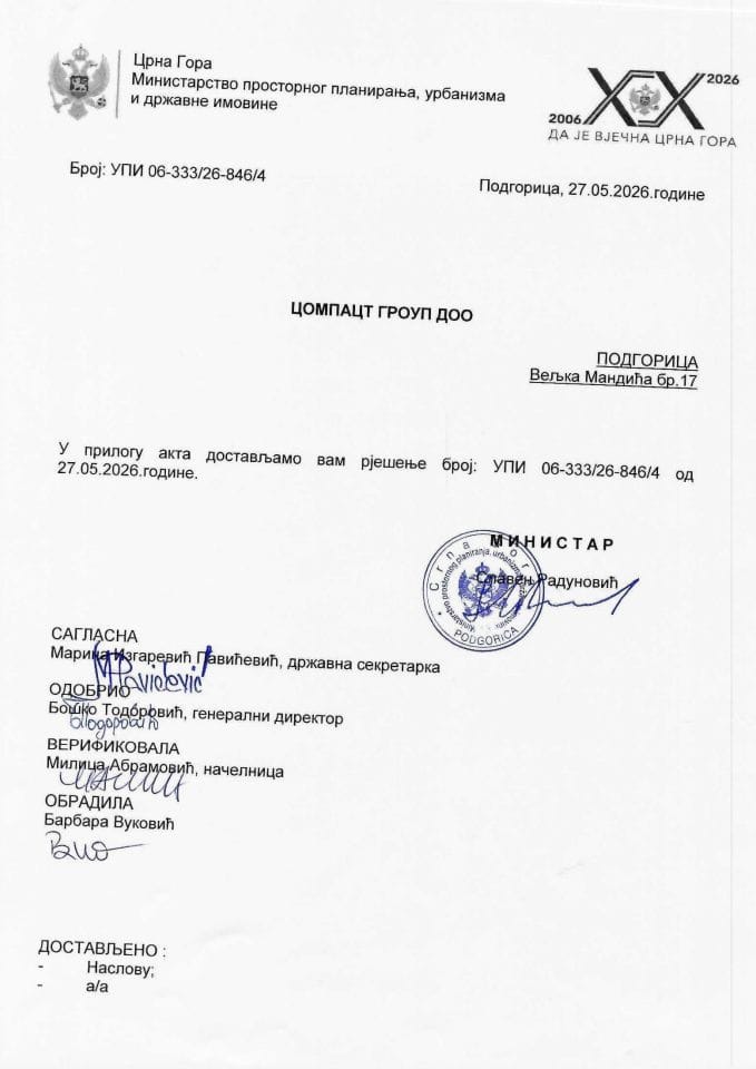 Одбијање захтјева за издавање грађевинске дозволе - УПИ 06_333_26_846_4 ЦОМПАЦТ ГРОУП ДОО