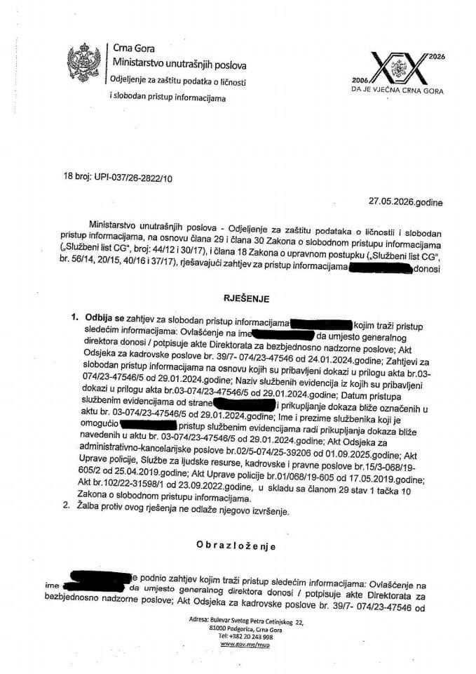 rješenje br. 18-UPI-037/26-2822/10