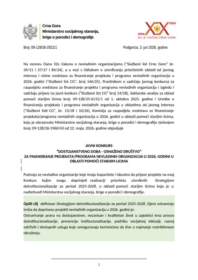 JAVNI KONKURS POMOĆ STARIJIM LICIMA WORD