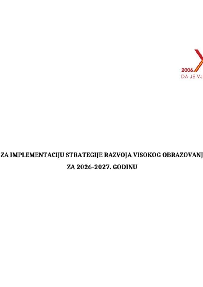 Akcioni plan za implementaciju Strategije razvoja visokog obrazovanja (2024-2027) za 2026-2027. godinu