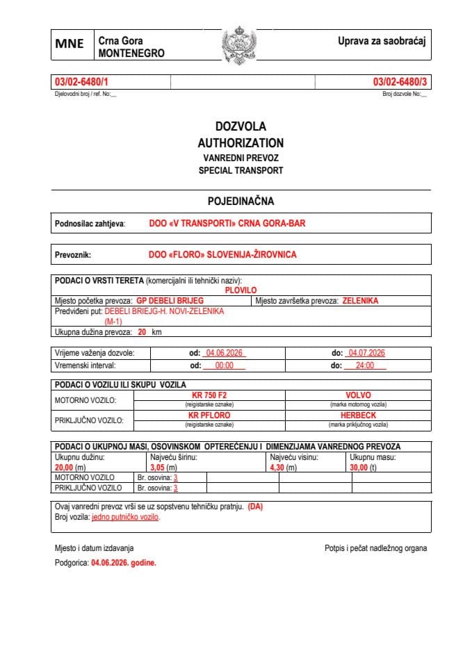 V TRANSPORTI 03-02-6480-FLORO