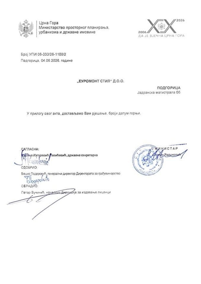 Licence projektanata i izvođača radova -UPI_06_333_26_1100_2 EUROMONT STIL DOO