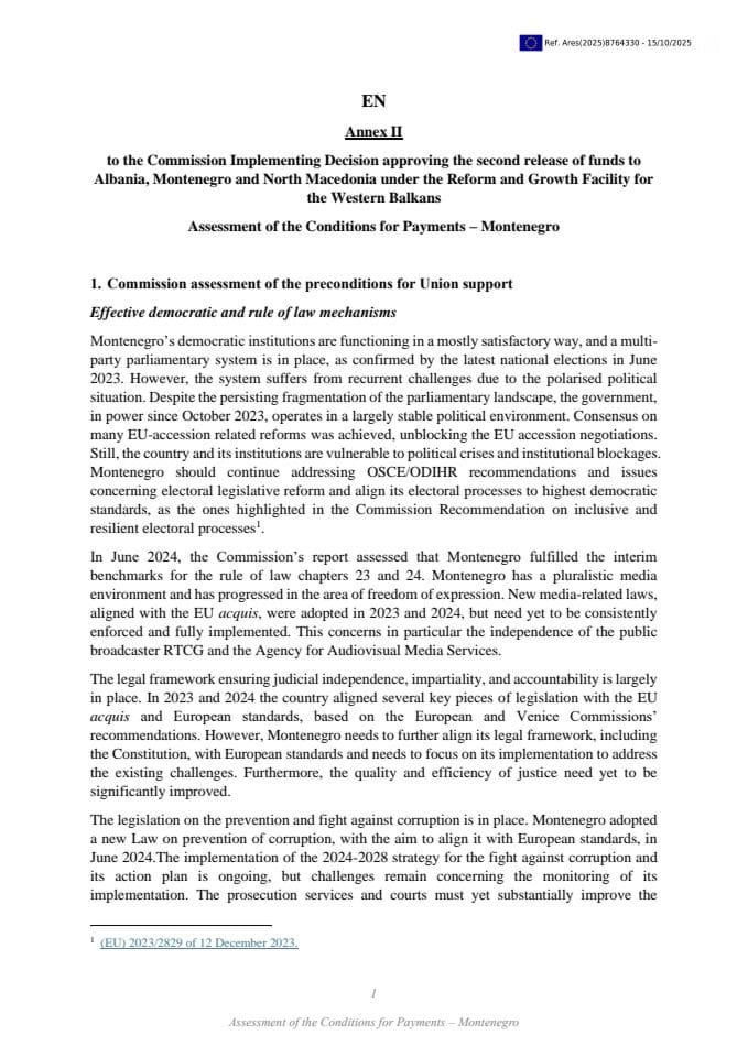 Annex to Commission Implementing Decision for second tranche
