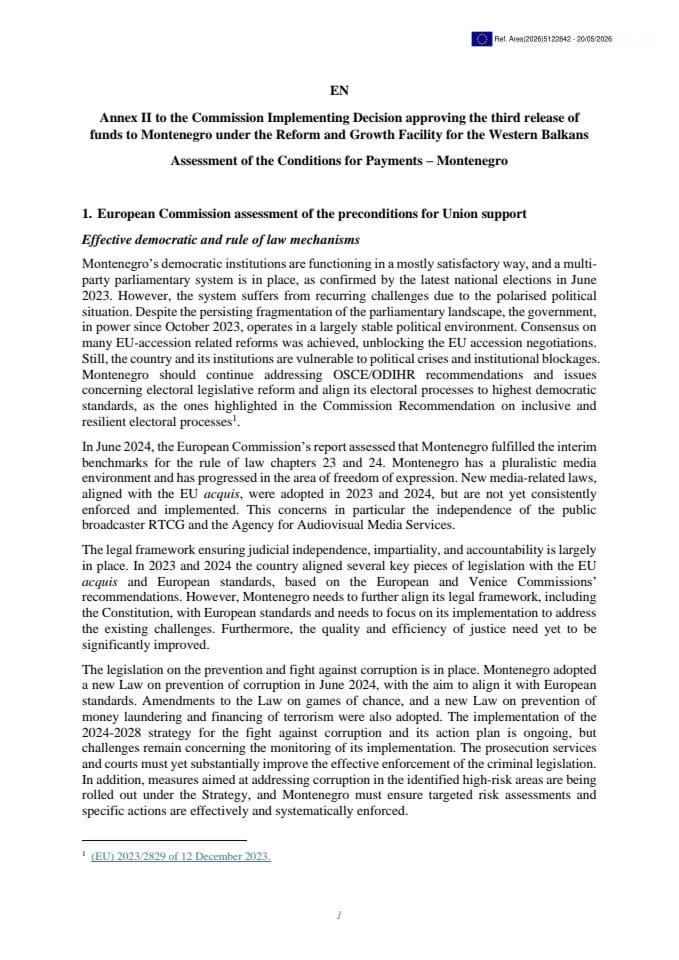 Annex to Commission Implementing Decision for third tranche
