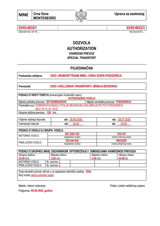 REMONTTRANS MNE 03-02-6632-HOLLEMAN T