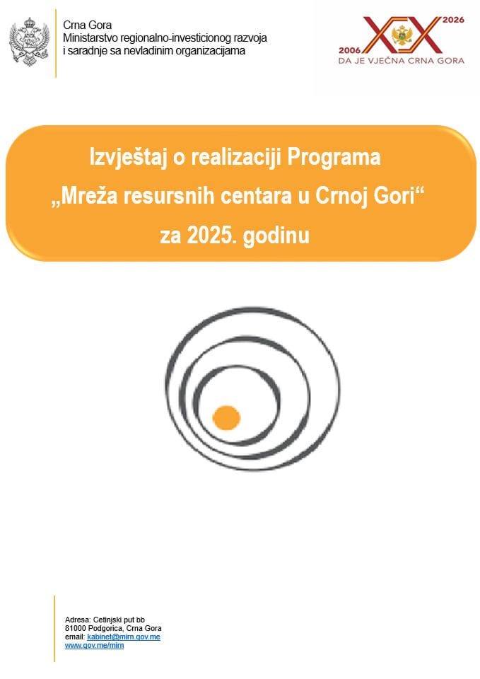 Izvještaj o realizaciji Programa „Mreža resursnih centara u Crnoj Gori“ za 2025. godinu