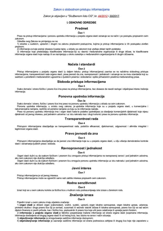 Zakon o slobodnom pristupu informacijama