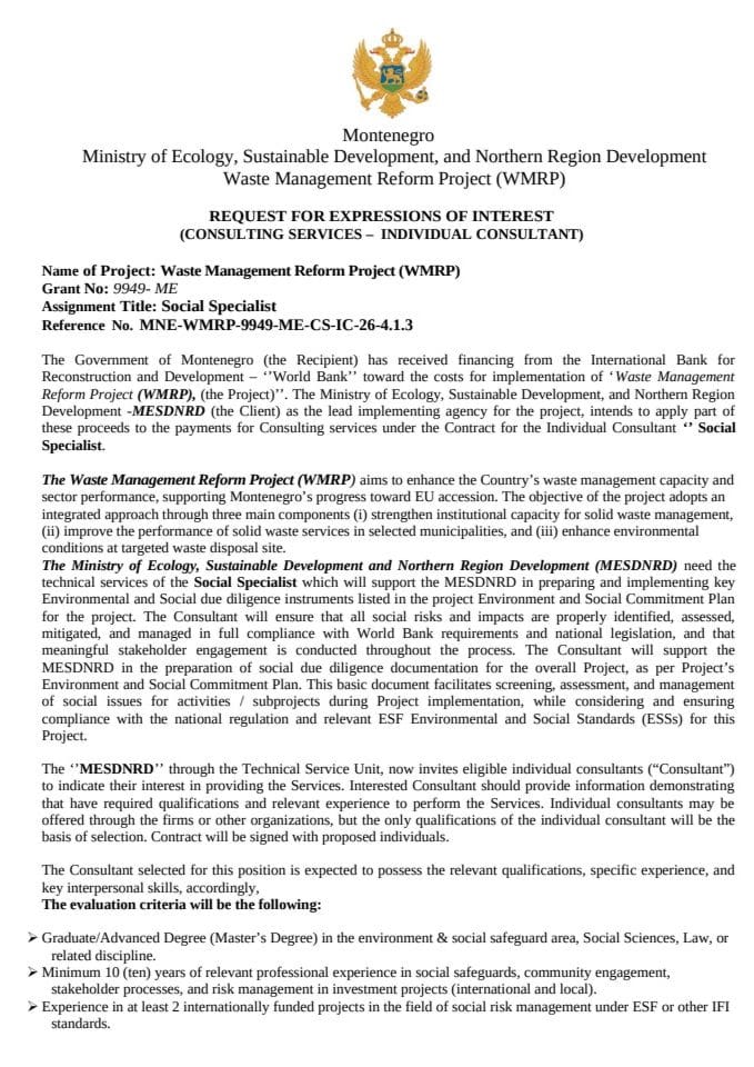 3. Final ReOI Soc Specialist Individual Consultant WMRP