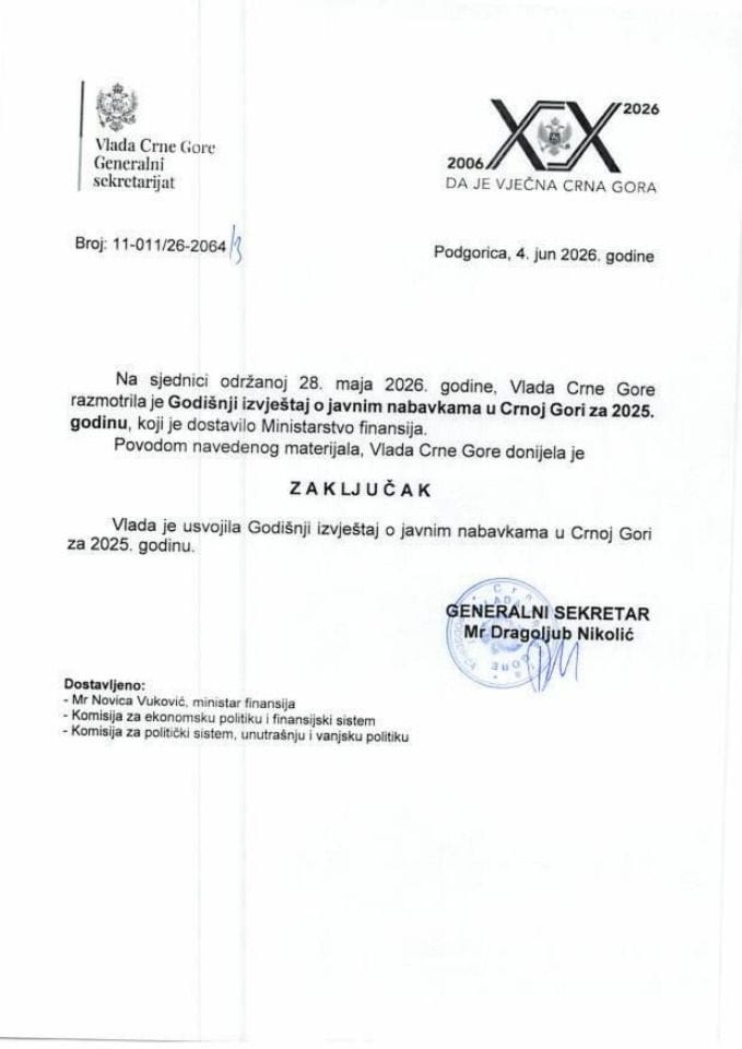 Godišnji izvještaj o javnim nabavkama u Crnoj Gori za 2025. godinu - Zaključci
