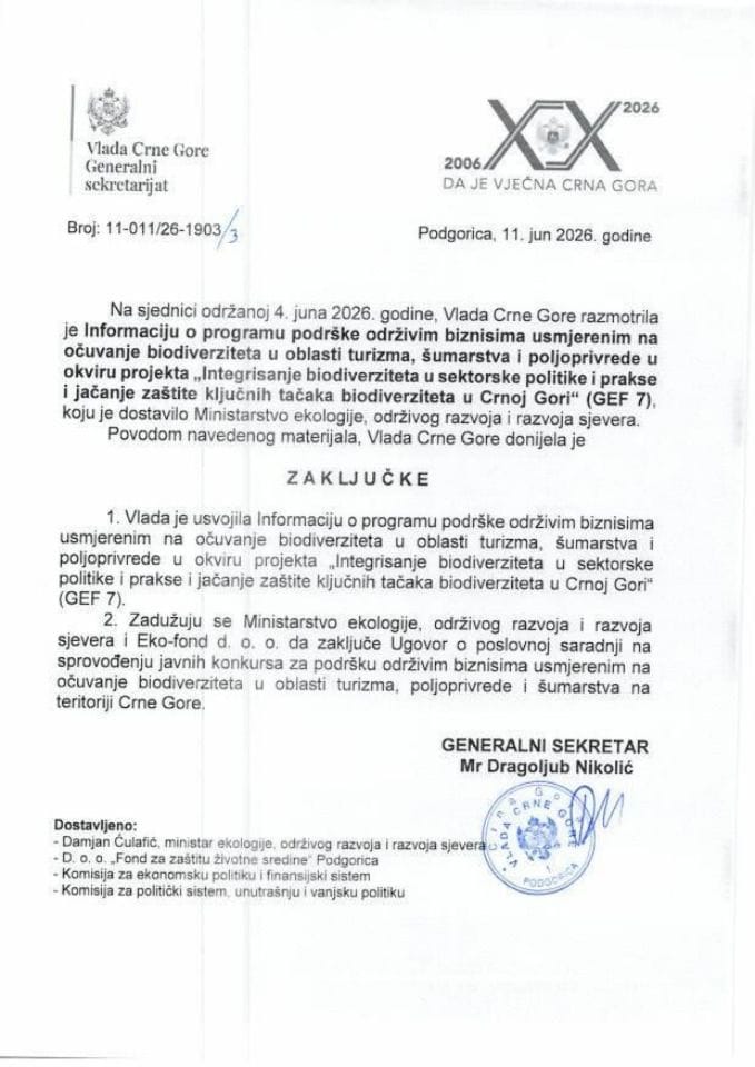 Информација о програму подршке одрживим бизнисима усмјереним на очување биодиверзитета у области туризма, шумарства и пољопривреде у оквиру пројекта „Интегрисање биодиверзитета у секторске политике и праксе...“ - Закључци