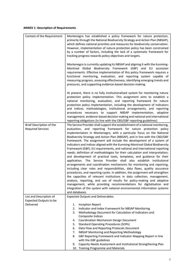 ANNEX 1 Description of Requirements RFP 05-26 GEF 7
