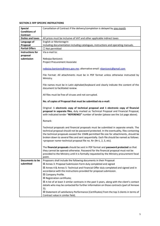 SECTION 2 RFP SPECIFIC INSTRUCTIONS RFP 05-26 GEF 7