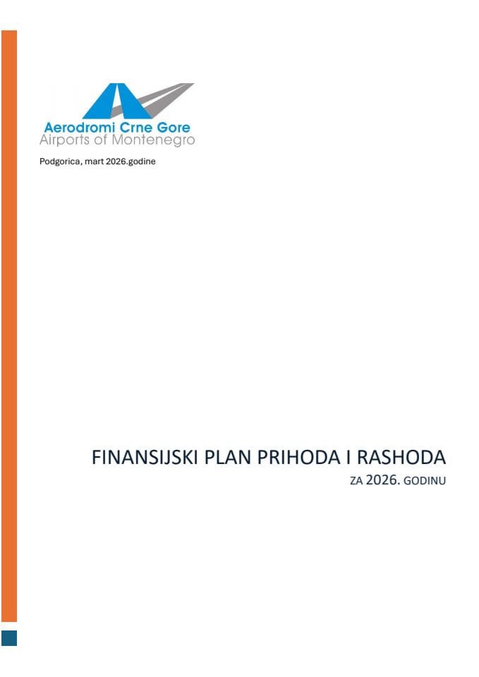Predlog finansijskog plana prihoda i rashoda za 2026. godinu akcionarskog društva „Aerodromi Crne Gore“
