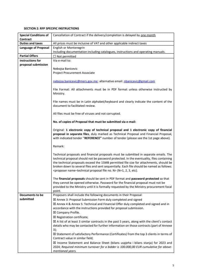 SECTION 2 RFP SPECIFIC INSTRUCTIONS RFP 06-26 GEF 7