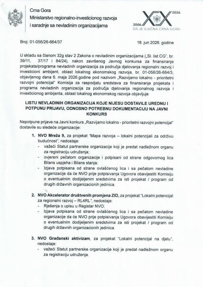 Lista za dopunu 2026
