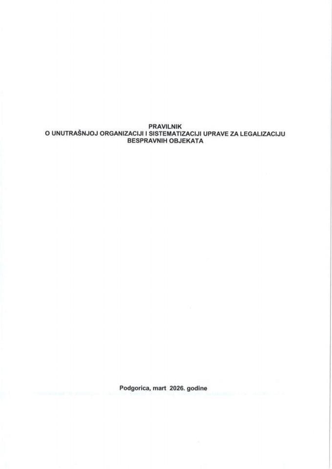 Pravilnik o unitrašnjoj organizaciji i sitematizaciji radnih mjesta
