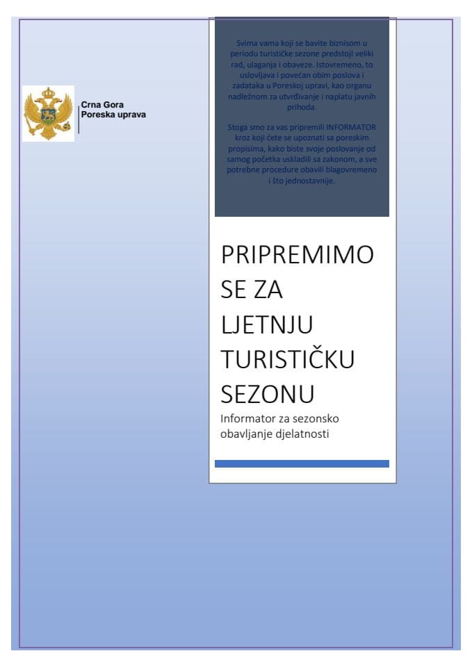 INFORMATOR za Ljetnju turističku sezonu 2026. godine