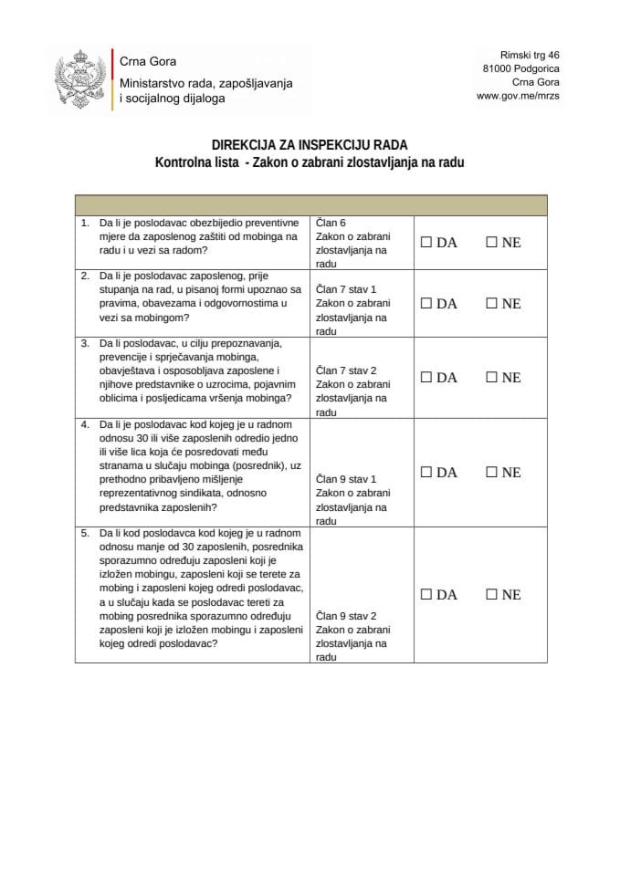 KL - Zakon o zabrani zlostavljanja na radu