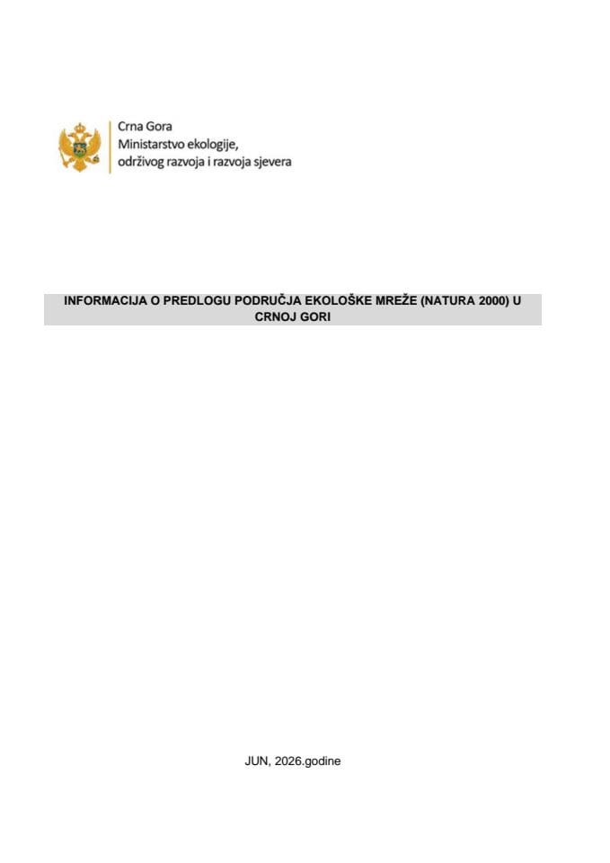 Informacija o Predlogu područja ekološke mreže (Natura 2000) u Crnoj Gori