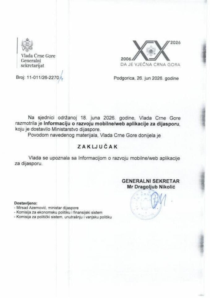 Informacija o razvoju mobilne/web aplikacije za dijasporu - Zaključci