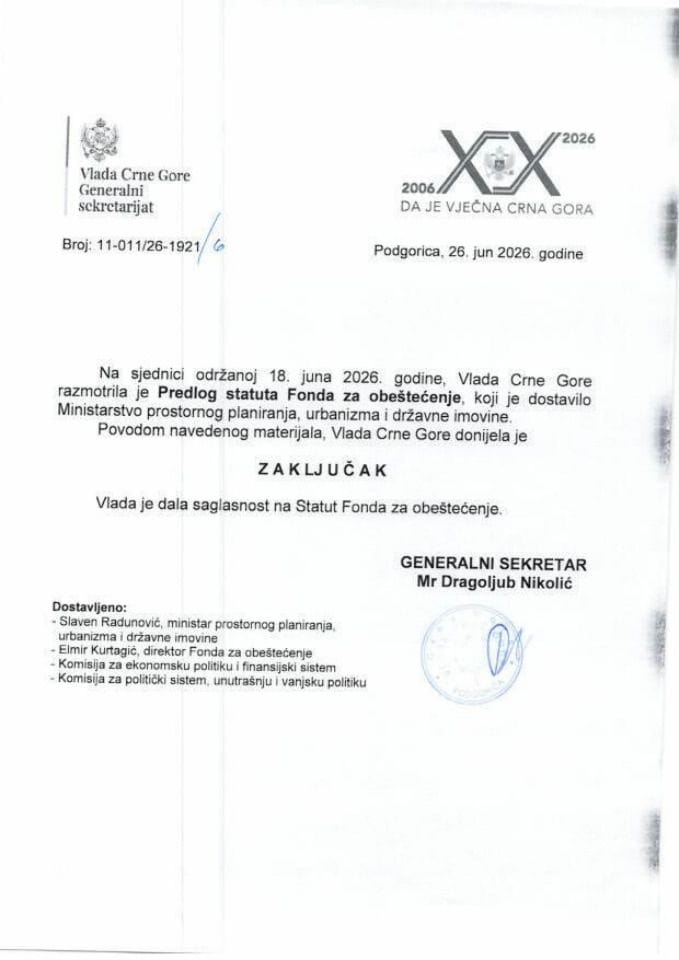 Predlog statuta Fonda za obeštećenje - Zaključci