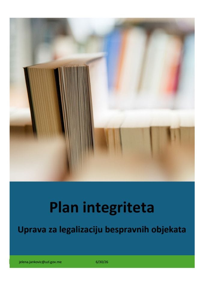 Plan integriteta Uprave za legalizaciju bespravnih objekata 2026-2028. godine