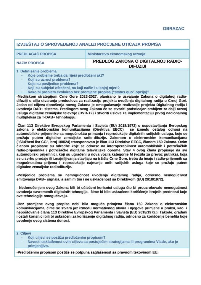 RIA obrazac izmjene  zakona. o dig. radi. dif 2026