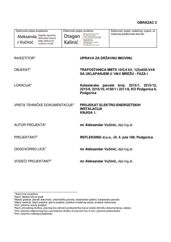 Knjiga 1. Projekat eletroenergetskih instalacija
