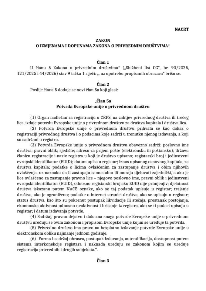 Nacrt zakona o izmjenama i dopuna ZoPD - javna rasprava_jul 2026