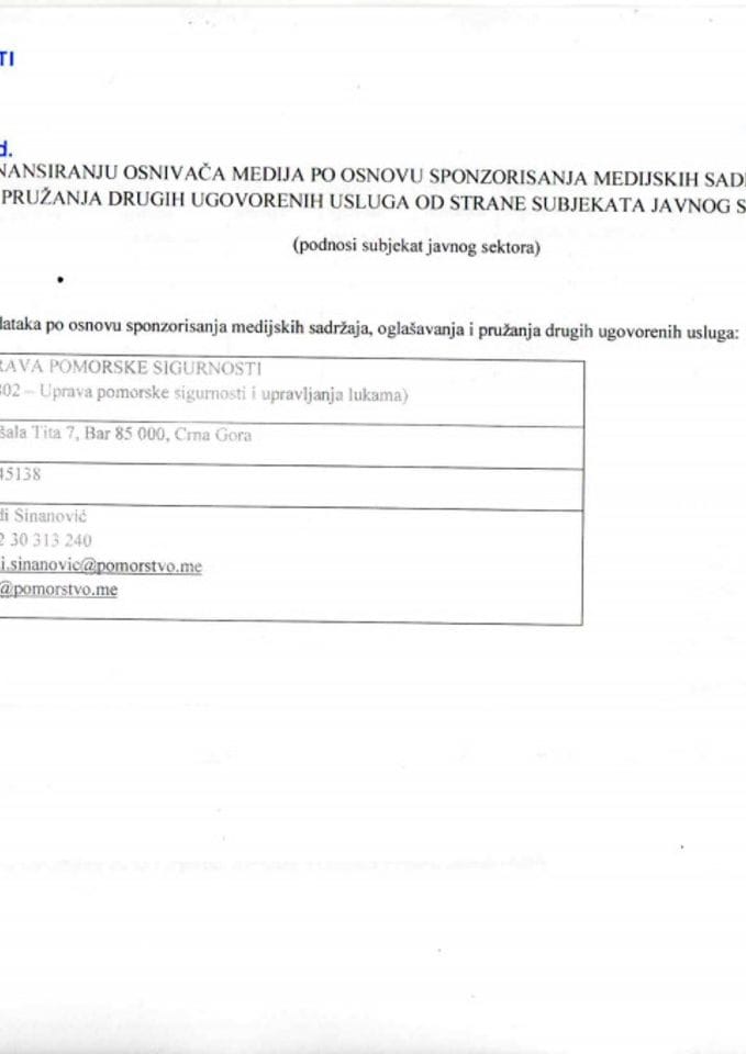 Obrazac o finansiranju osnivaca medija 2025