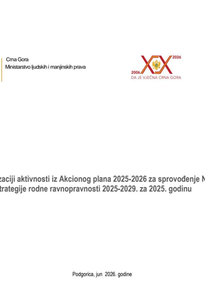 Izvještaj o realizaciji aktivnosti iz Akcionog plana 2025-2026 za sprovođenje Nacionalne strategije rodne ravnopravnosti 2025-2029. za 2025. godinu