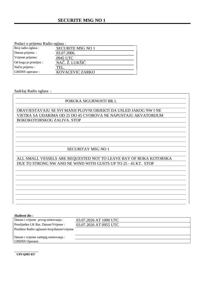 SECURITE MSG NO 1 03.07.2026