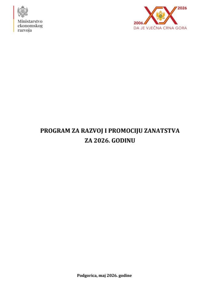Program za razvoj i promociju zanatstva za 2026. godinu R T