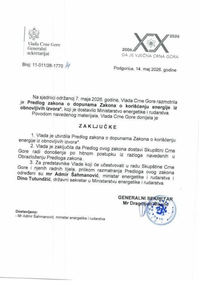 Predlog zakona o dopunama Zakona o korišćenju energije iz obnovljivih izvora - zaključci