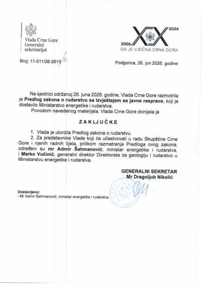 Предлог закона о рударства са Извјештајем са јавне расправе - Закључци